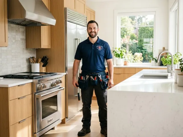 Appliance Repair Hero technician in a Bowling Green, OH kitchen after an appliance repair